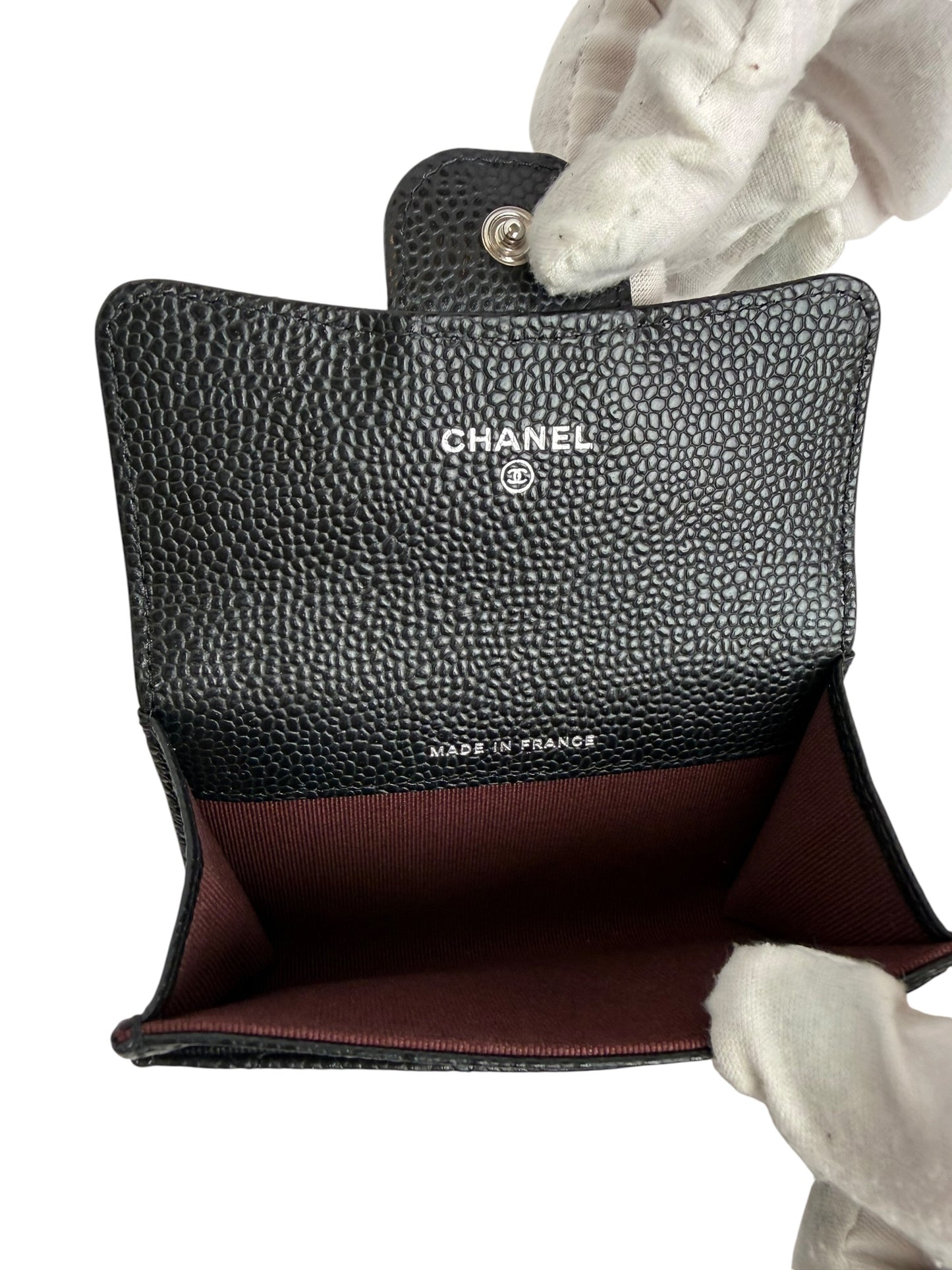 Chanel Black Caviar Classic Flap Card Holder SHW T7599