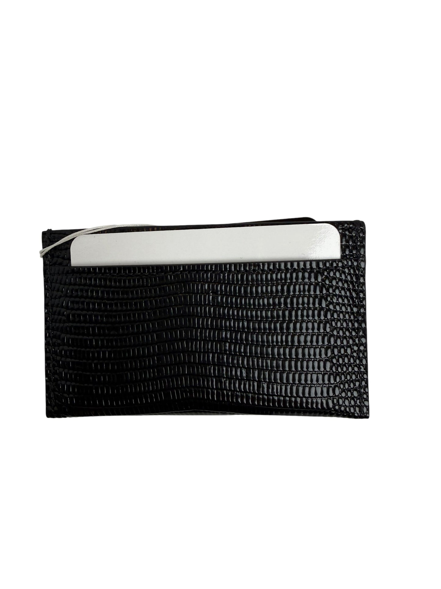 Chanel Black Lizard Embossed Card Holder NWT T8240