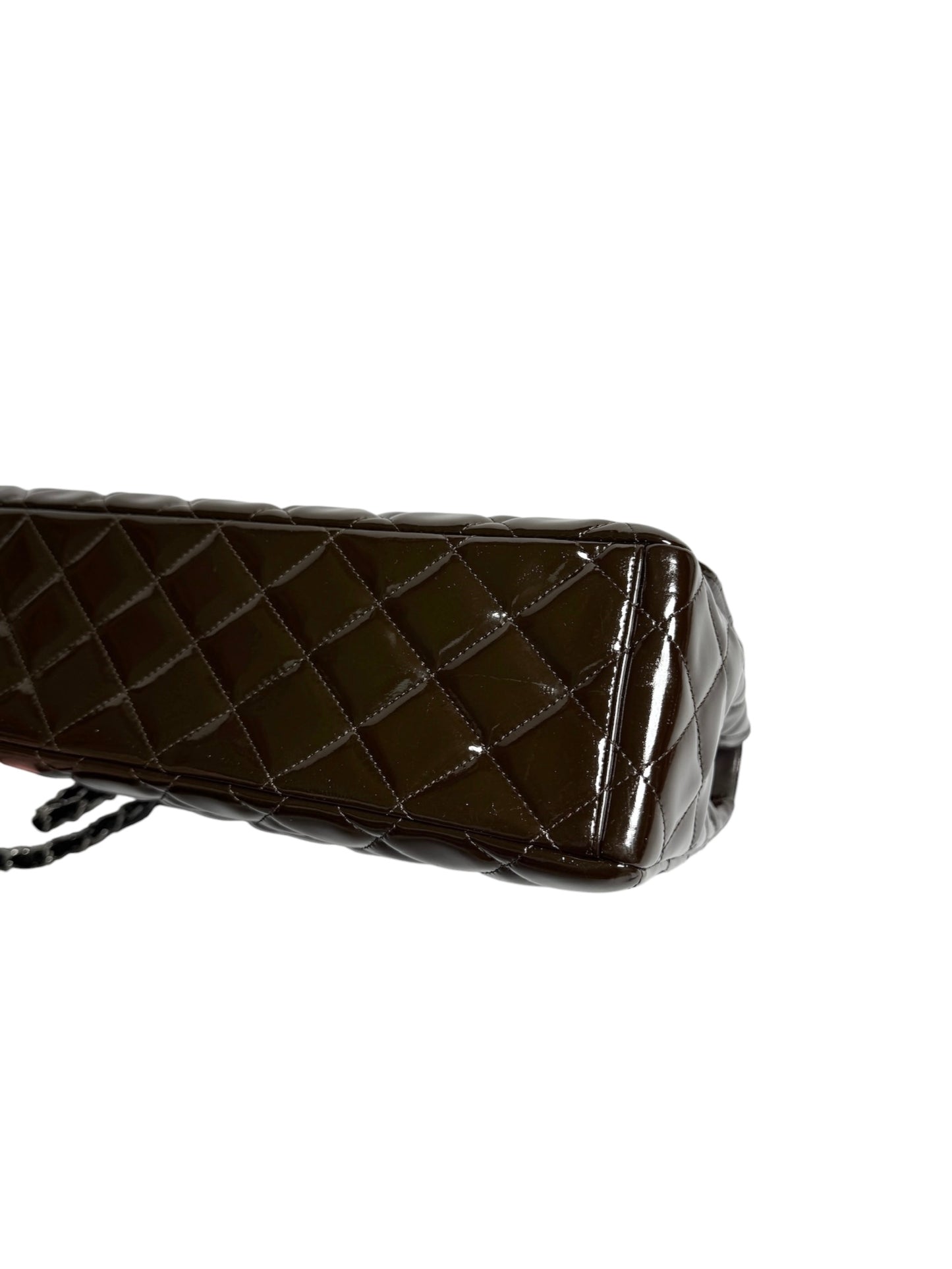 Chanel Patent Brown Maxi Classic Single Flap T8657