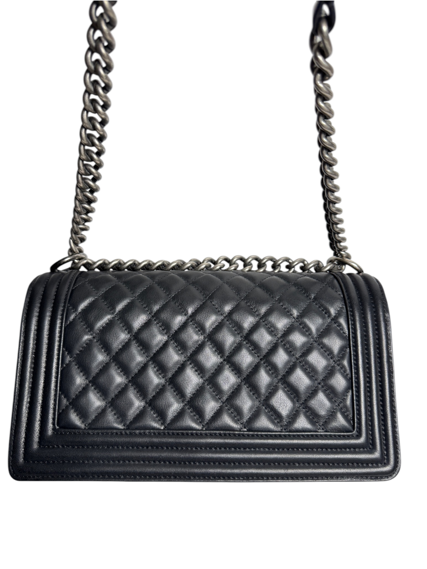 Chanel Black Lambskin Medium Boy Bag T8660