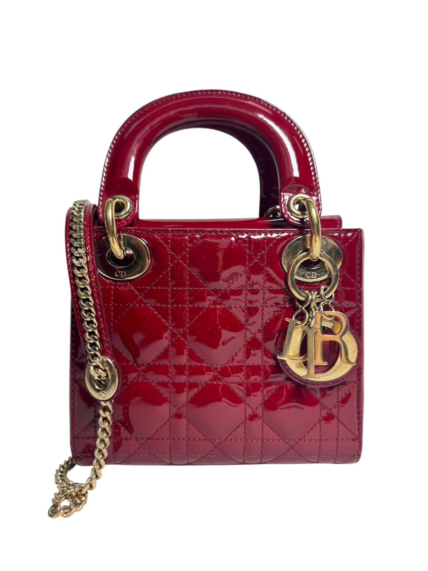 Dior Red Patent Mini Lady Dior GHW T8761