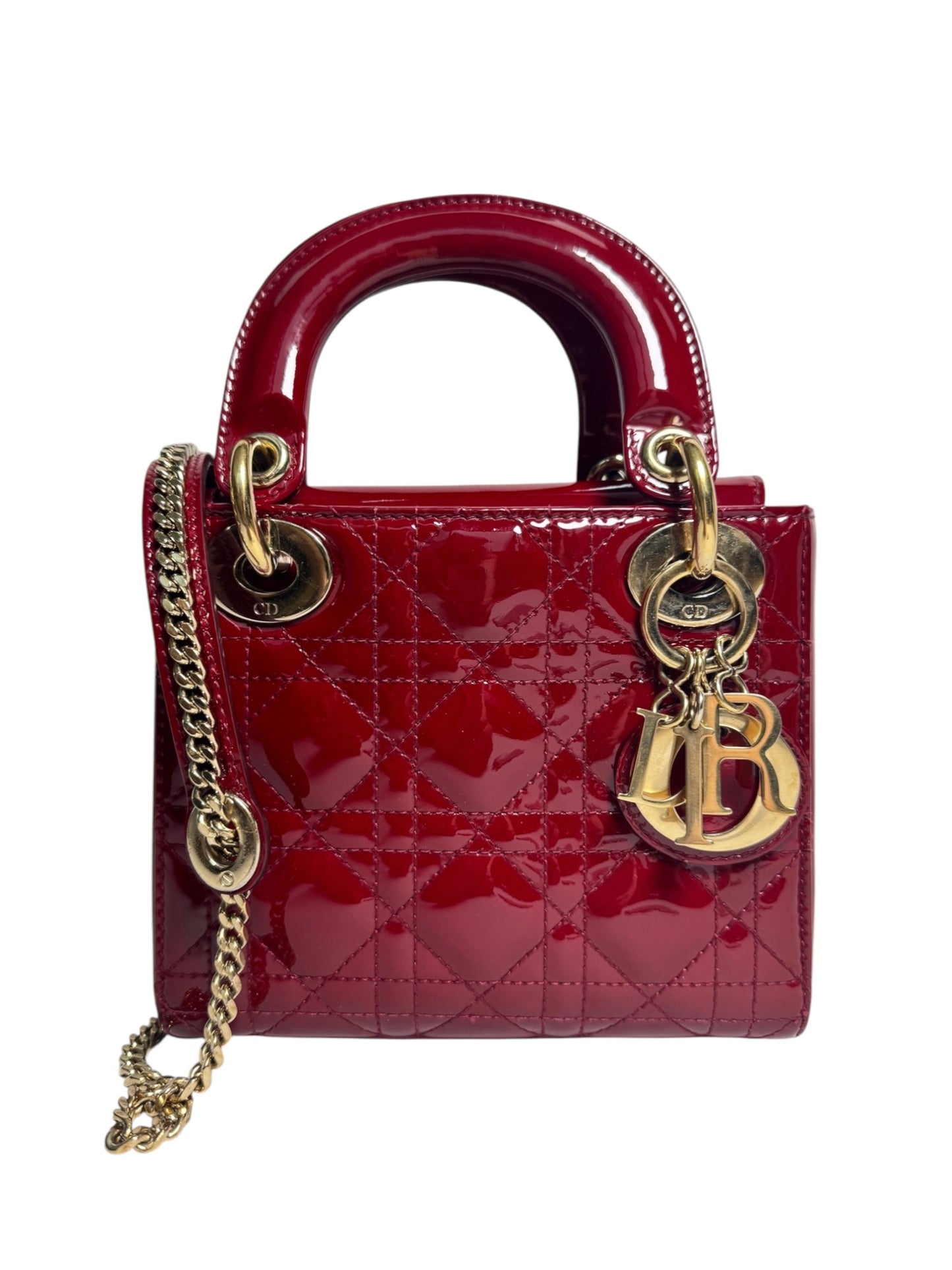 Dior Mini Patent Red Lady Dior GHW T8665