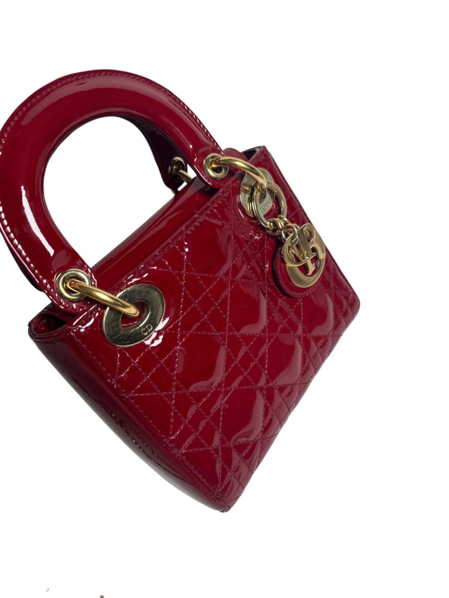 Dior Mini Patent Red Lady Dior GHW T8665