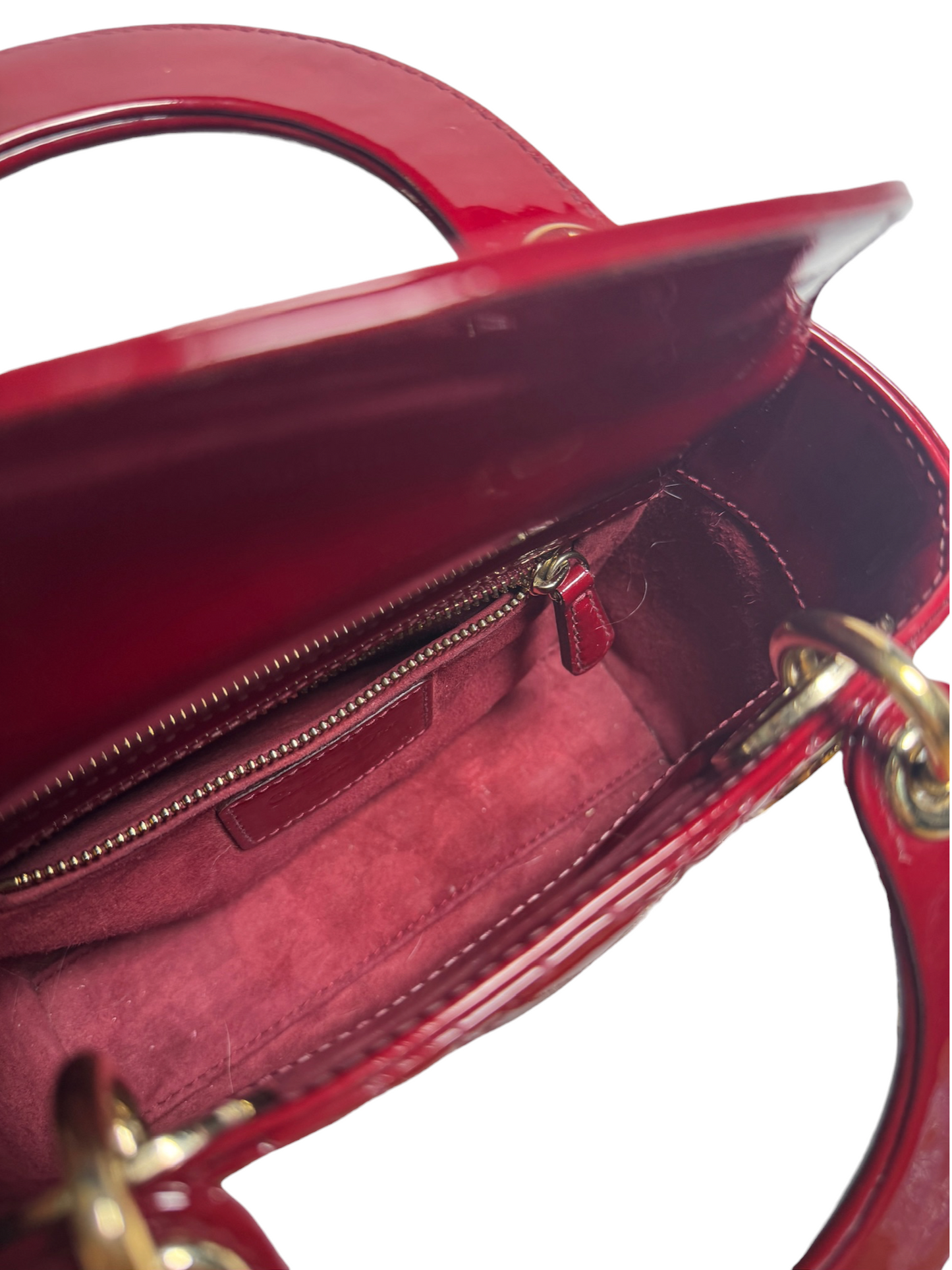 Dior Mini Patent Red Lady Dior GHW T8665