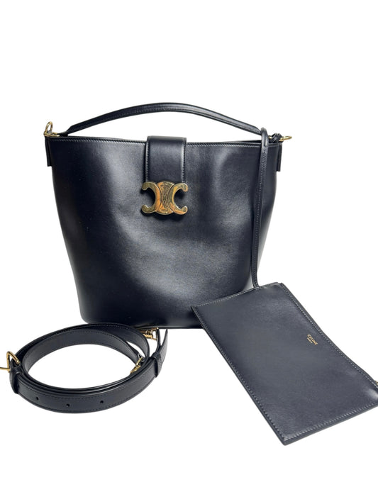 Celine Louise Black Smooth Calfskin Bucket Bag T8760