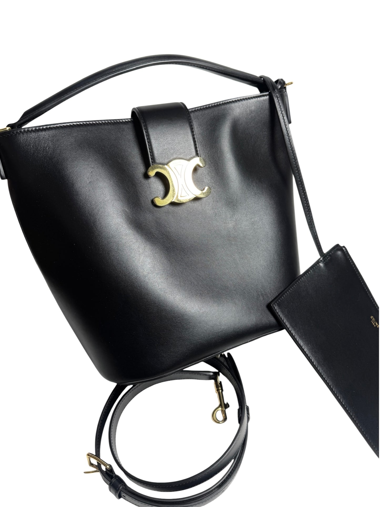 Celine Louise Black Smooth Calfskin Bucket Bag T8760