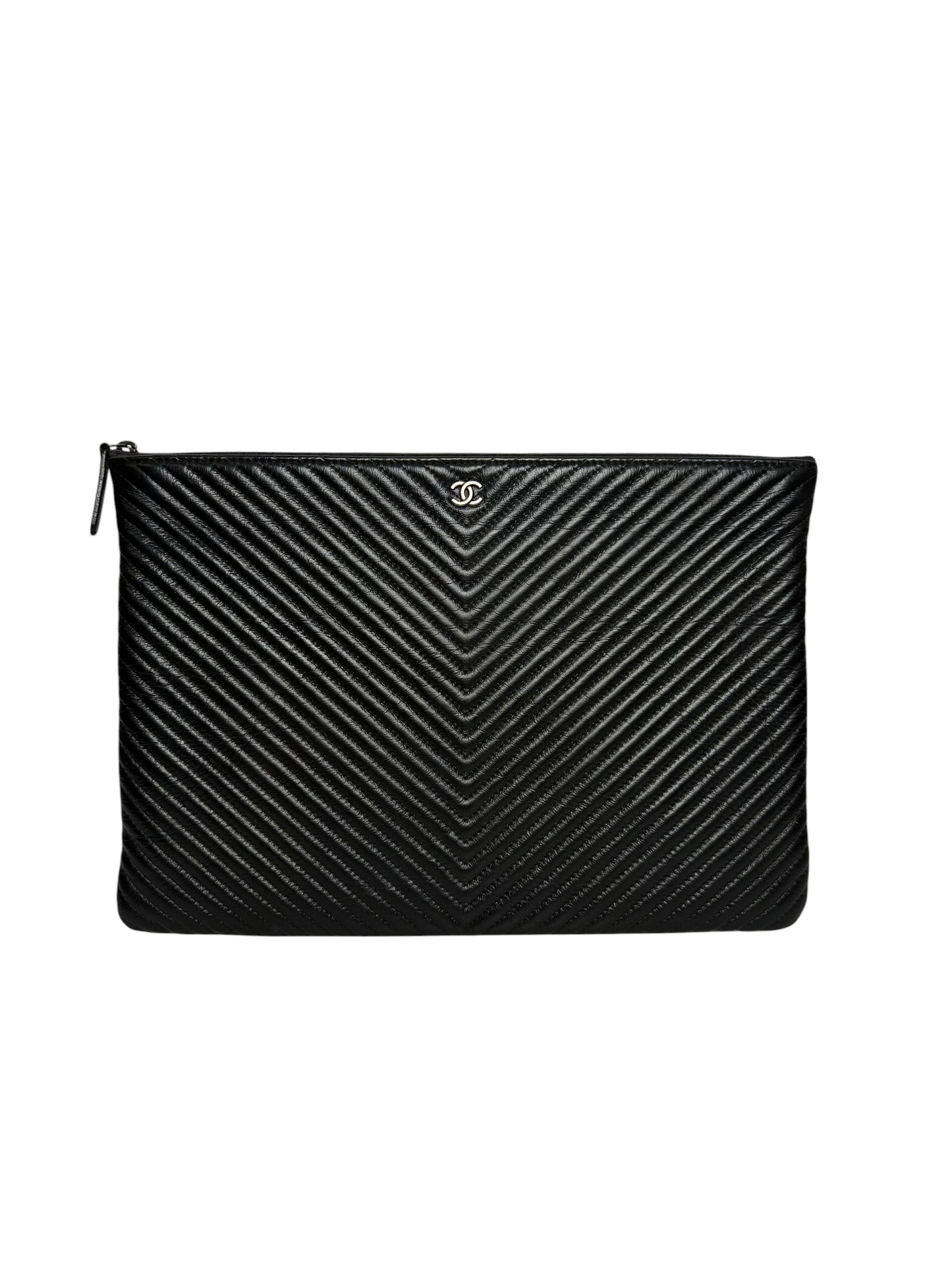 Chanel Chevron Black O Case RHW T3904