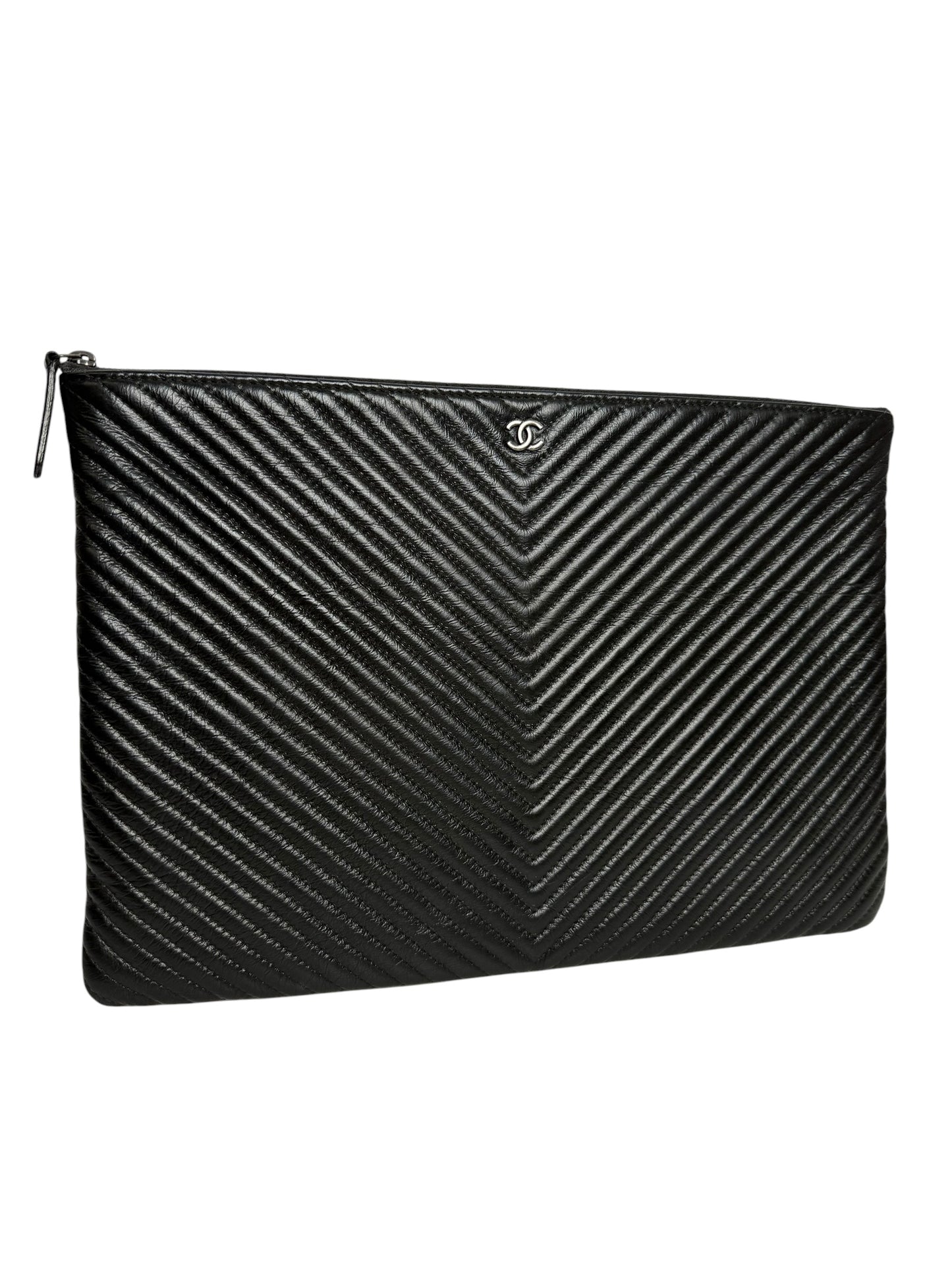 Chanel Chevron Black O Case RHW T3904