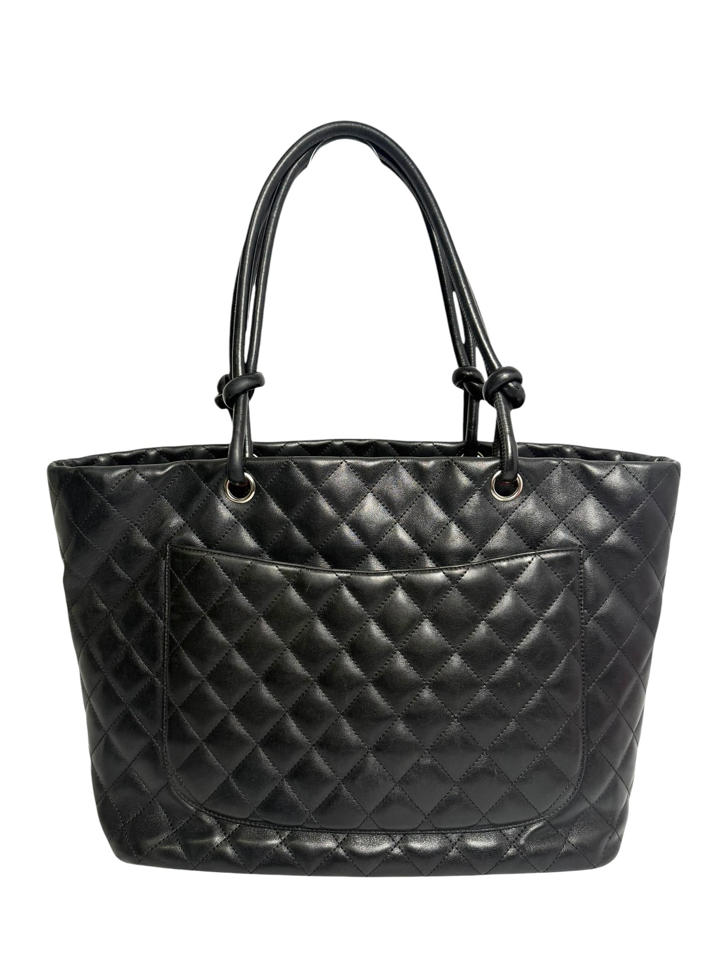 Chanel Cambon Black Quilted Tote Patent CC