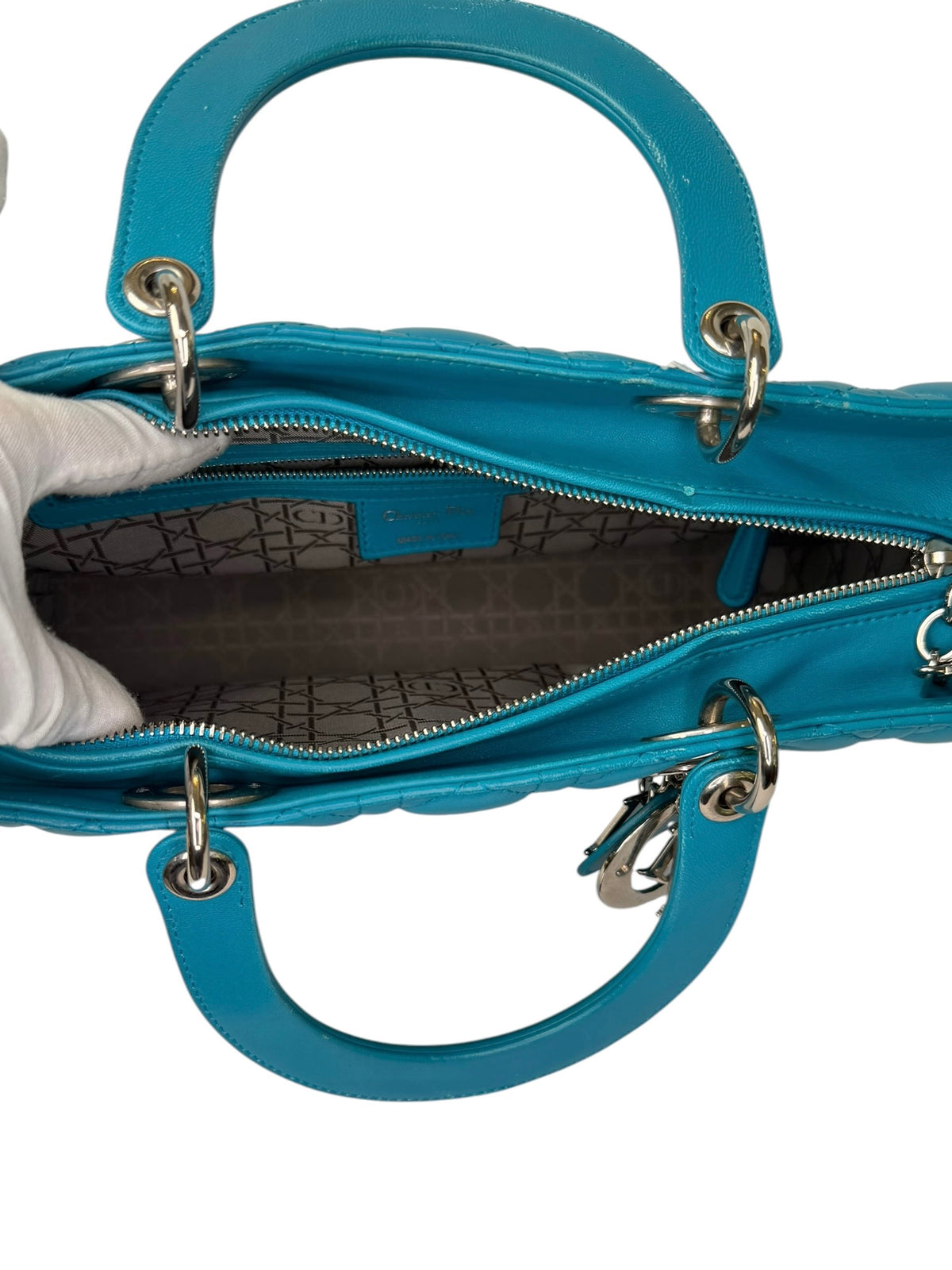 Dior Large Blue Lambskin Lady Dior T8360