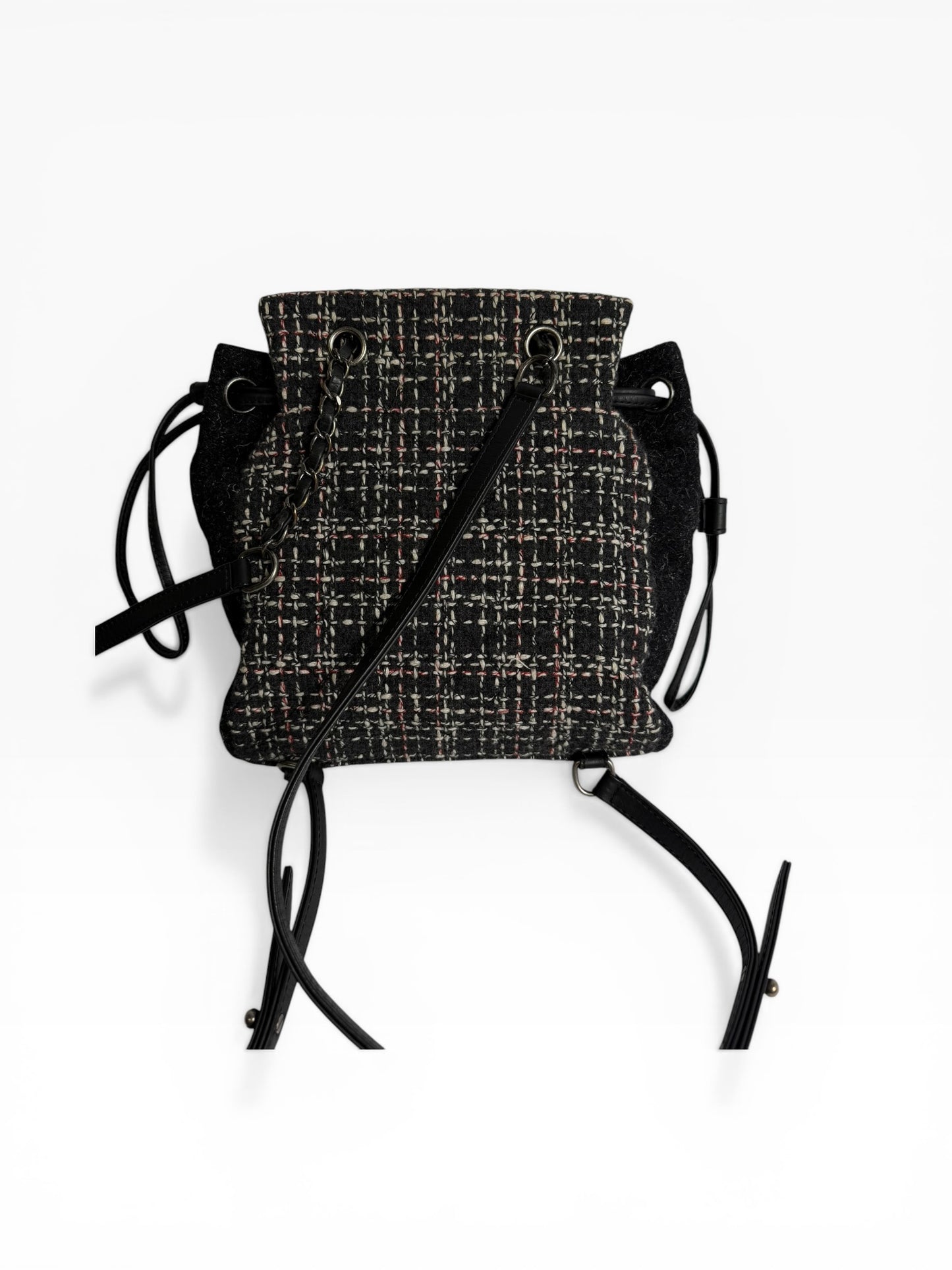Chanel Black Tweed Drawstring Backpack