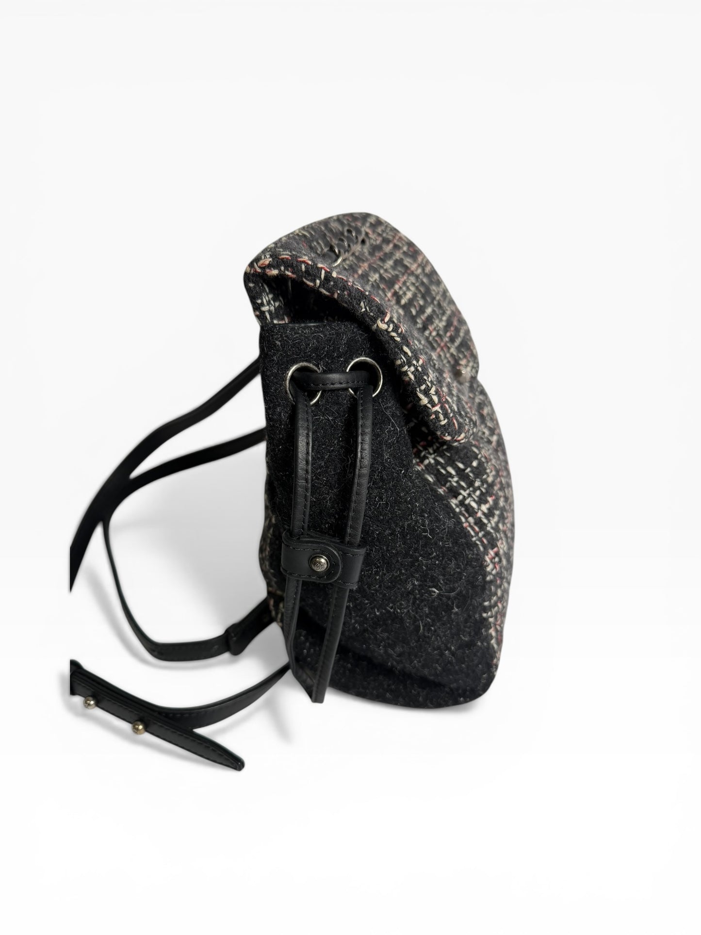 Chanel Black Tweed Drawstring Backpack