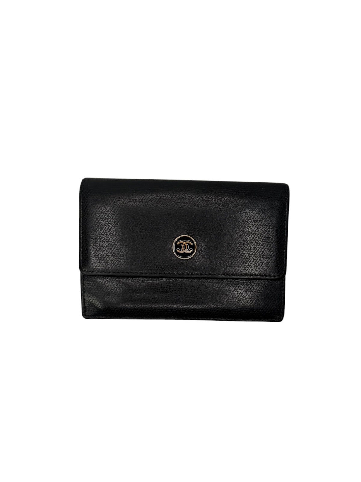 Chanel Black Coco Button Keyring Card Case T8344