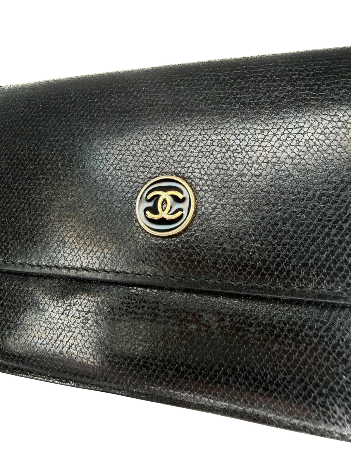 Chanel Black Coco Button Keyring Card Case T8344