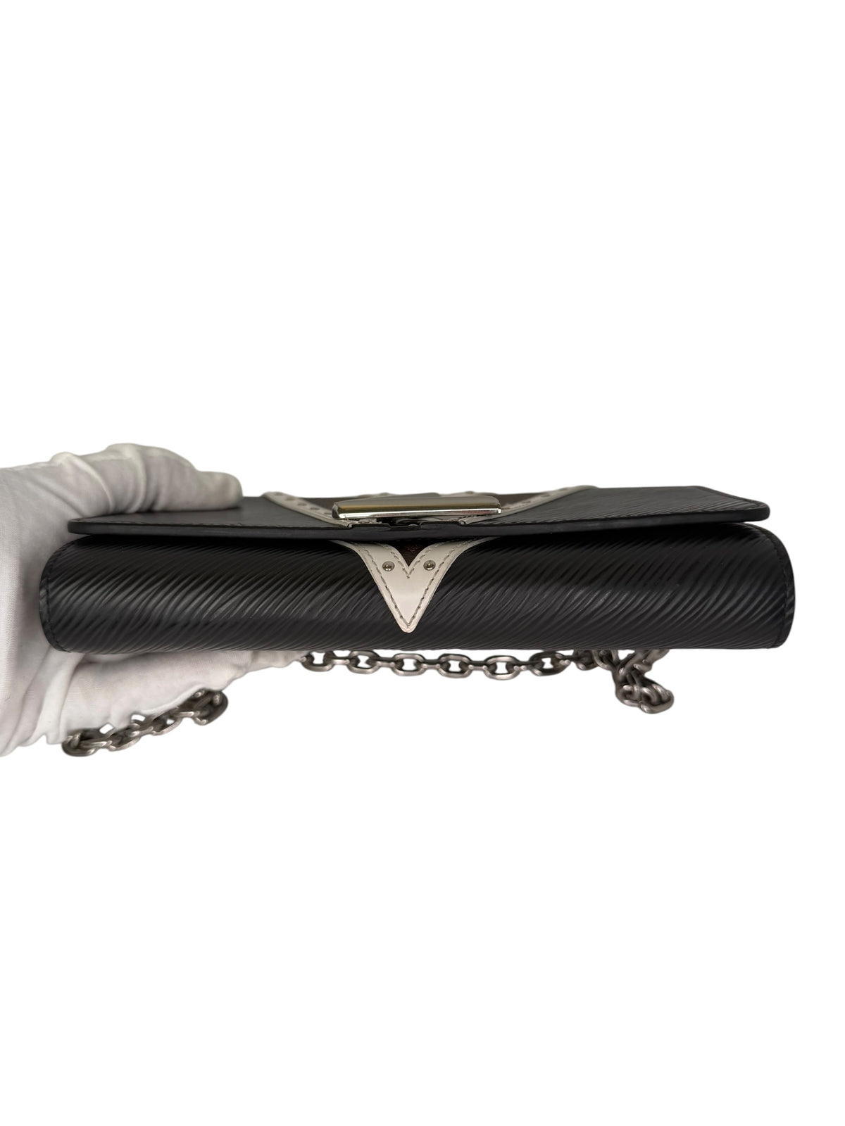 Louis Vuitton Black White Twist Wallet On Chain T8376