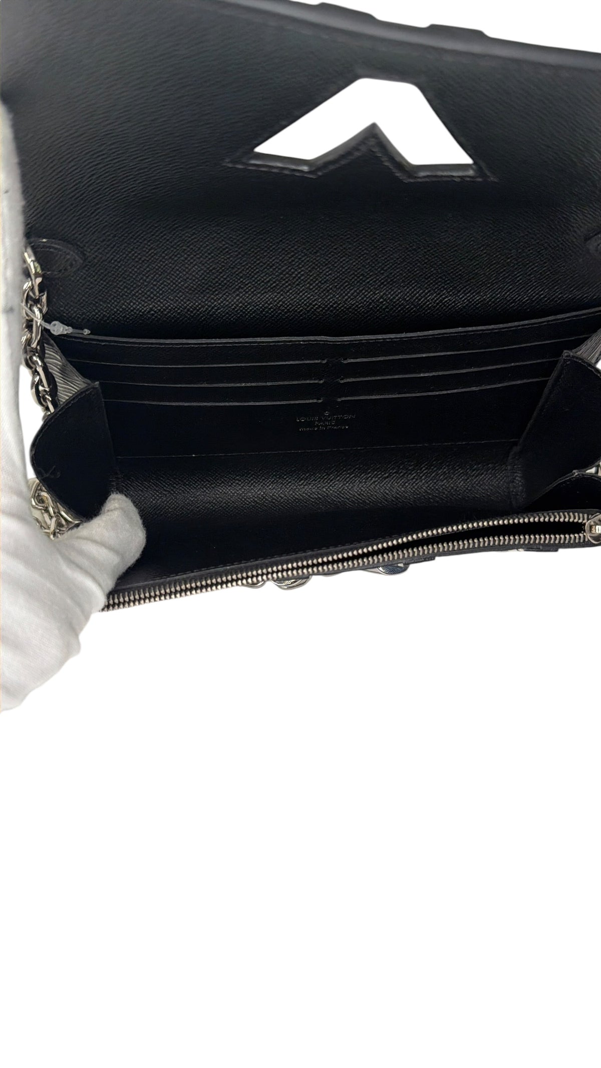 Louis Vuitton Black White Twist Wallet On Chain T8376