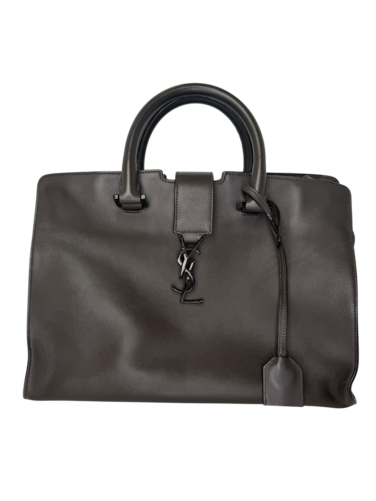 Saint Laurent Dark Grey Small Monogram Cabas Black Hardware T8369