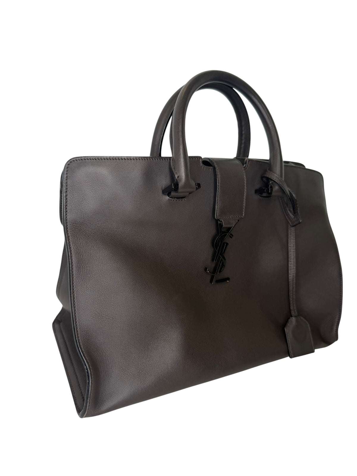 Saint Laurent Dark Grey Small Monogram Cabas Black Hardware T8369