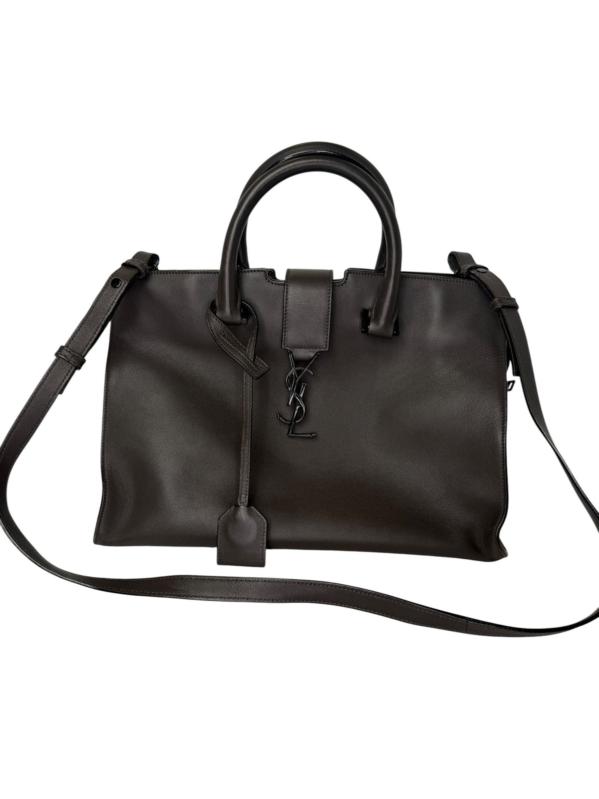 Saint Laurent Dark Grey Small Monogram Cabas Black Hardware T8369