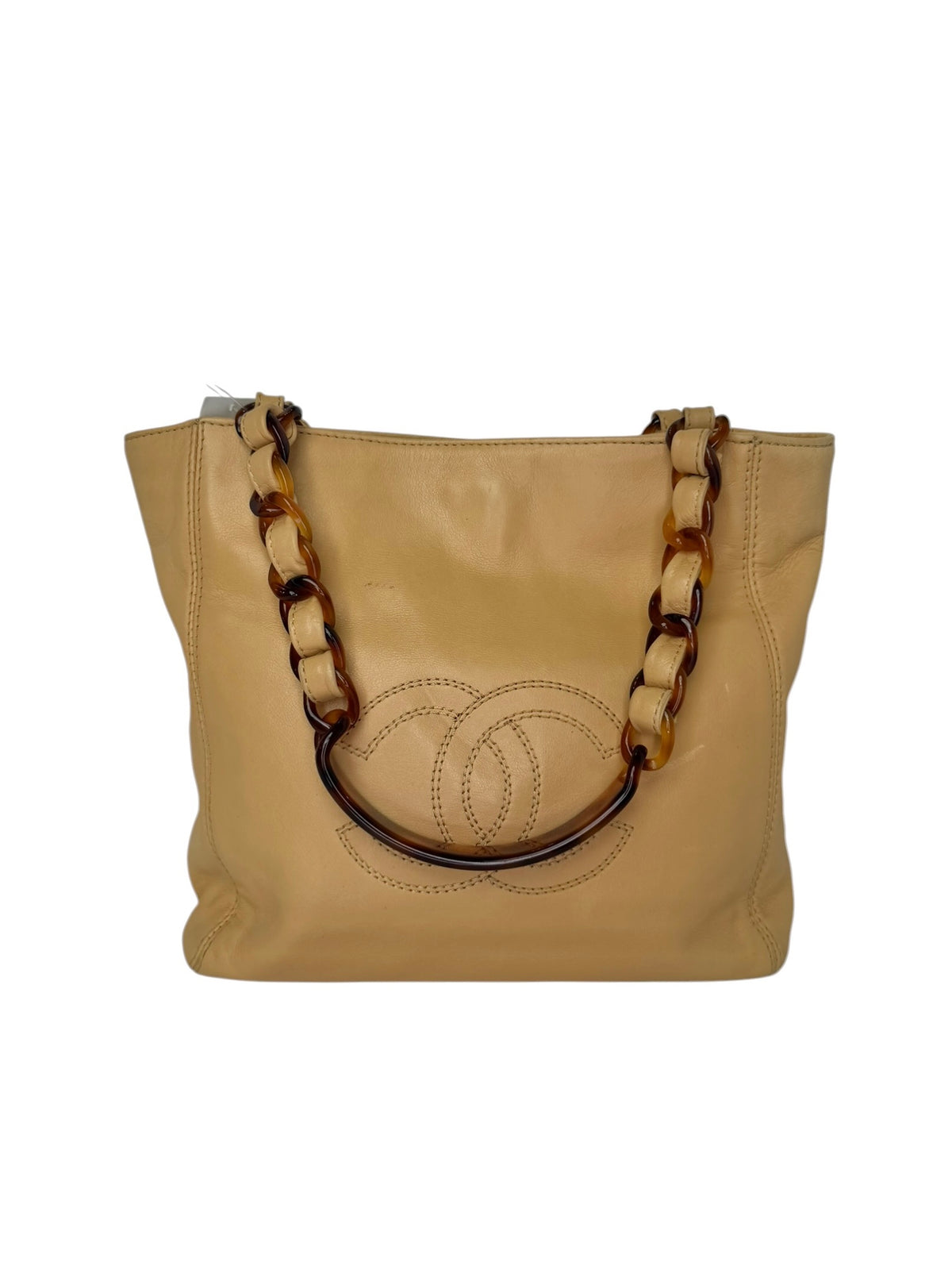 Chanel Beige Tortoiseshell Chain Small Tote T8346