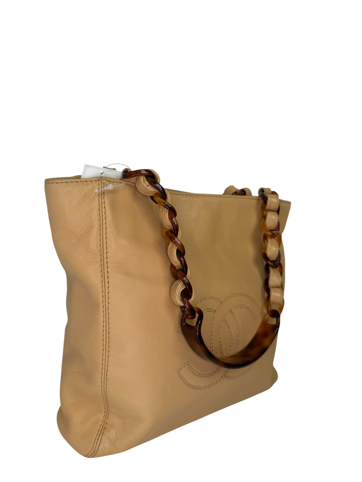 Chanel Beige Tortoiseshell Chain Small Tote T8346