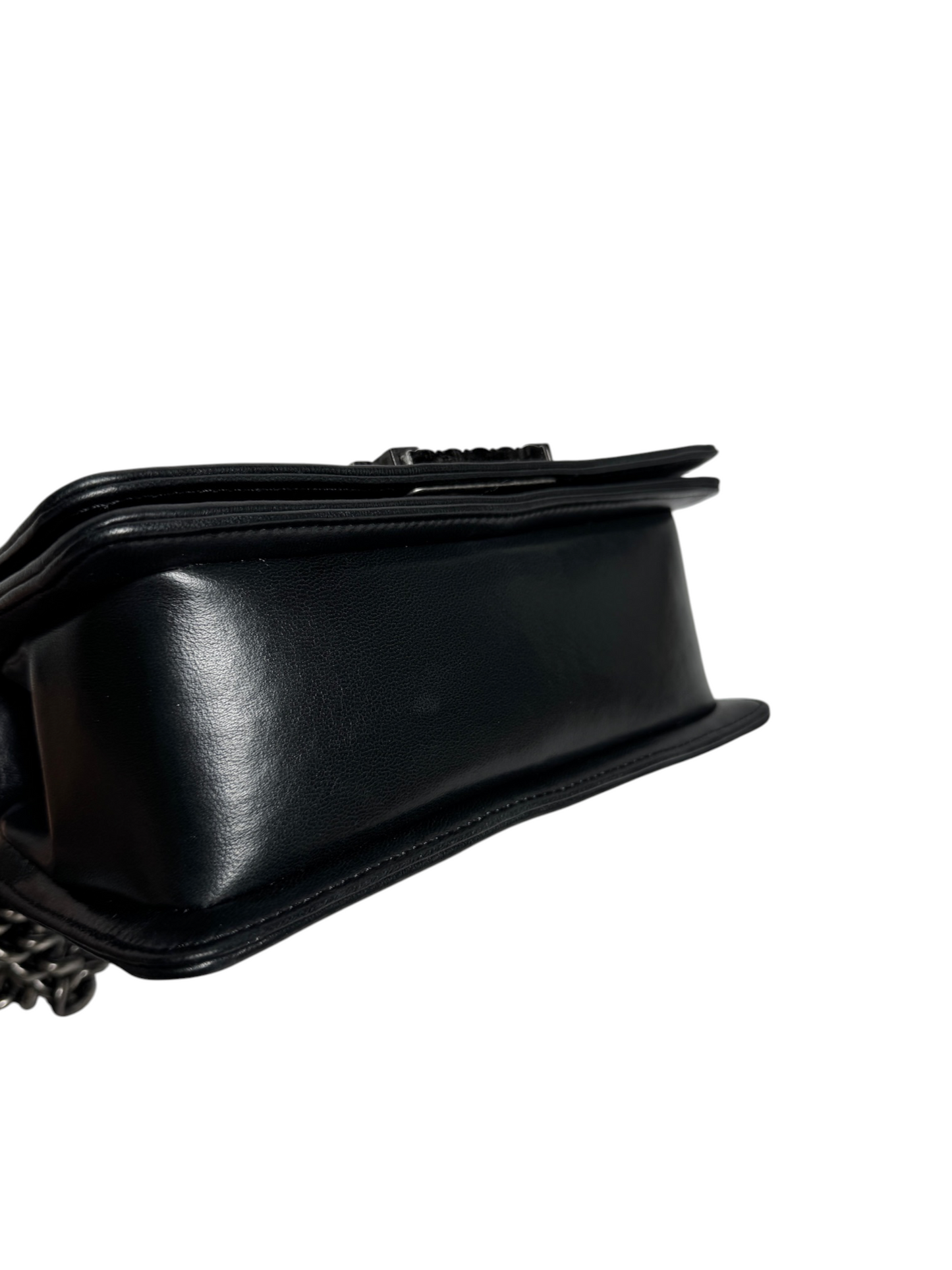 Chanel Goat Hair Small Boy Bag Black RHW T8770