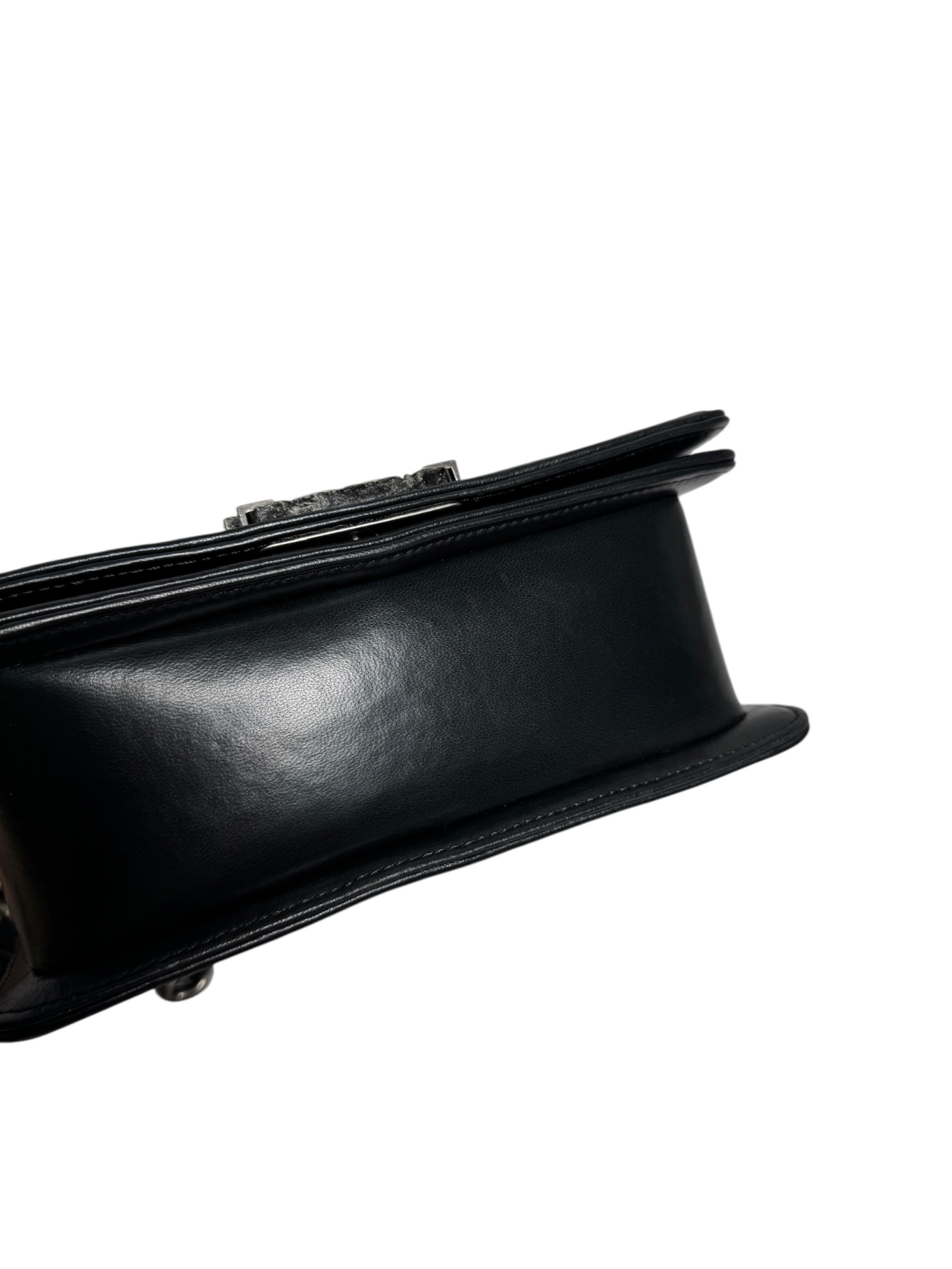 Chanel Goat Hair Small Boy Bag Black RHW T8770