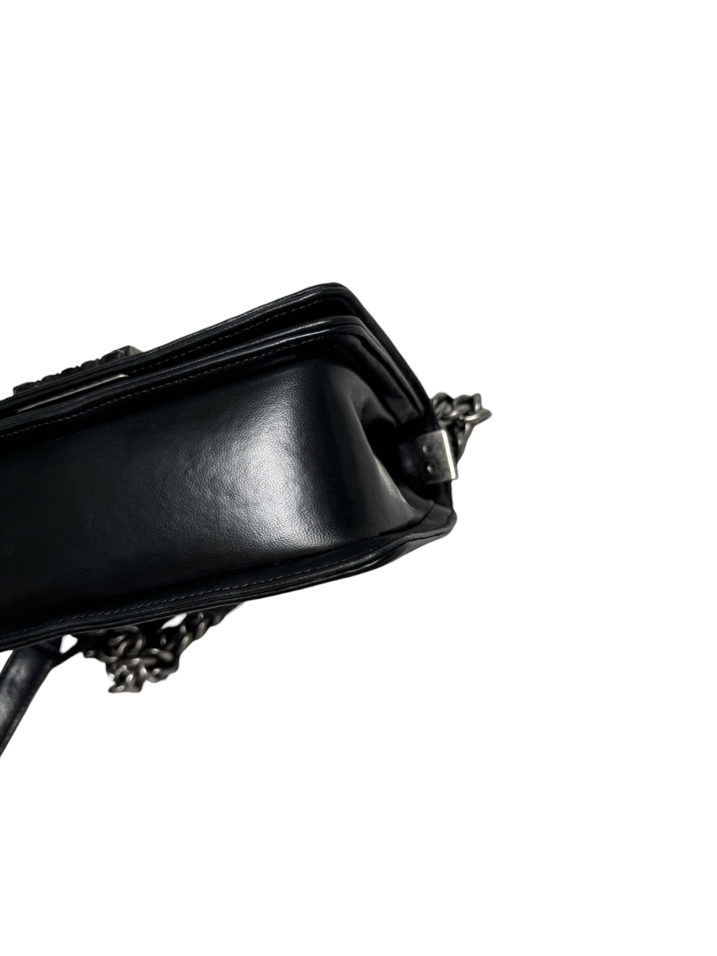 Chanel Goat Hair Small Boy Bag Black RHW T8770