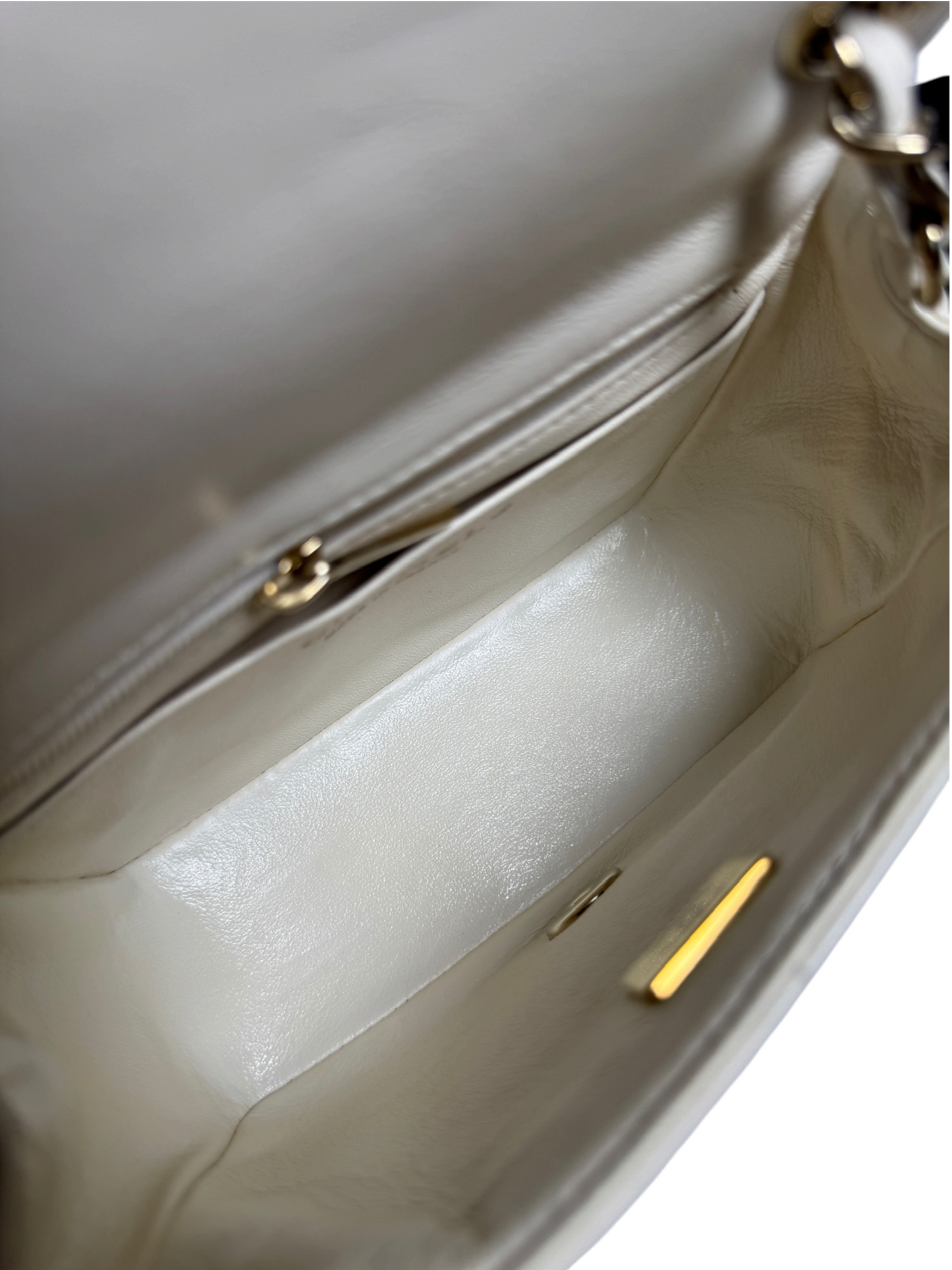 Chanel Square Stitch White Square Mini Charm Chain T8771