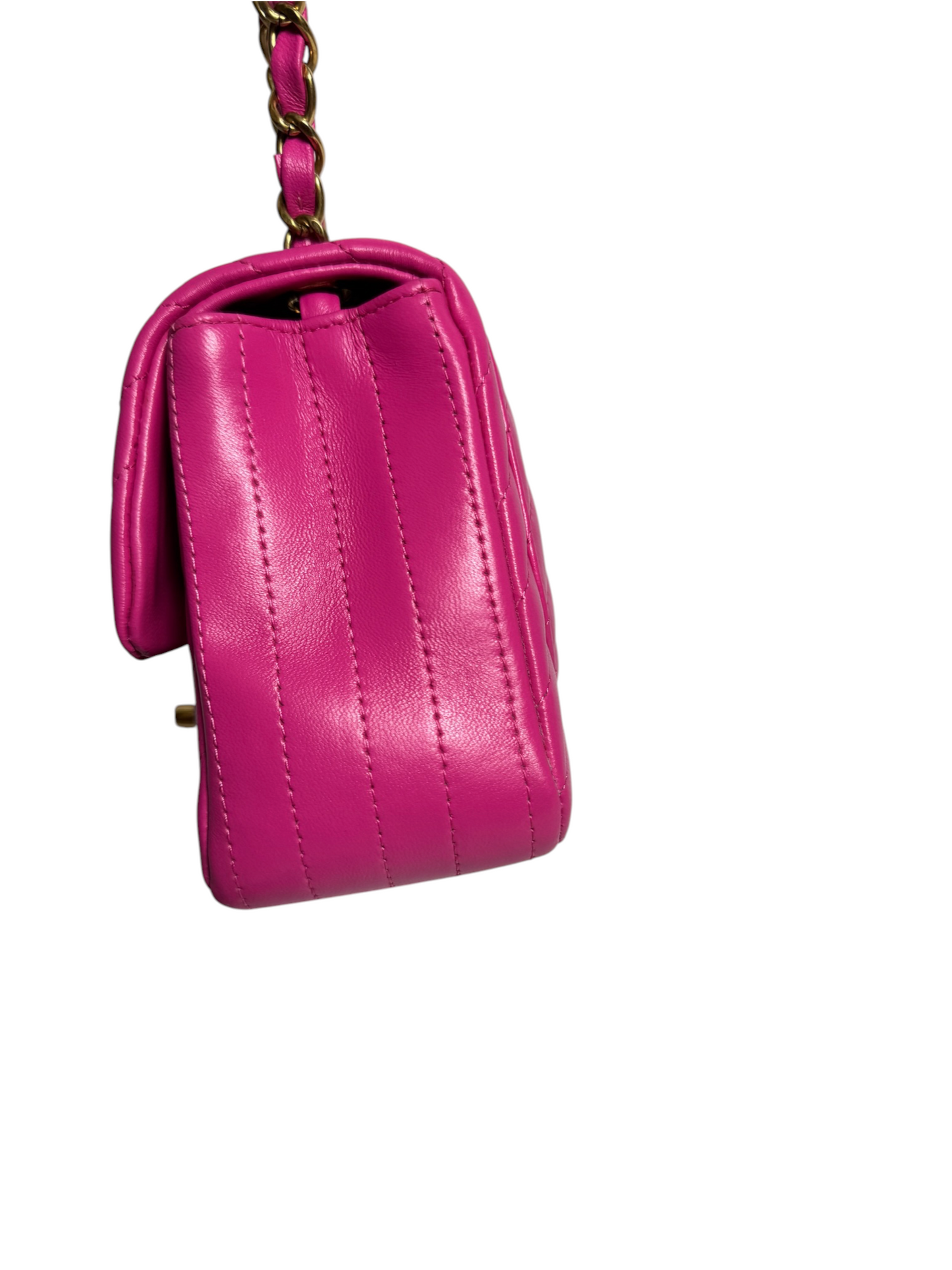 Chanel Pink Chevron Square Mini GHW T8772