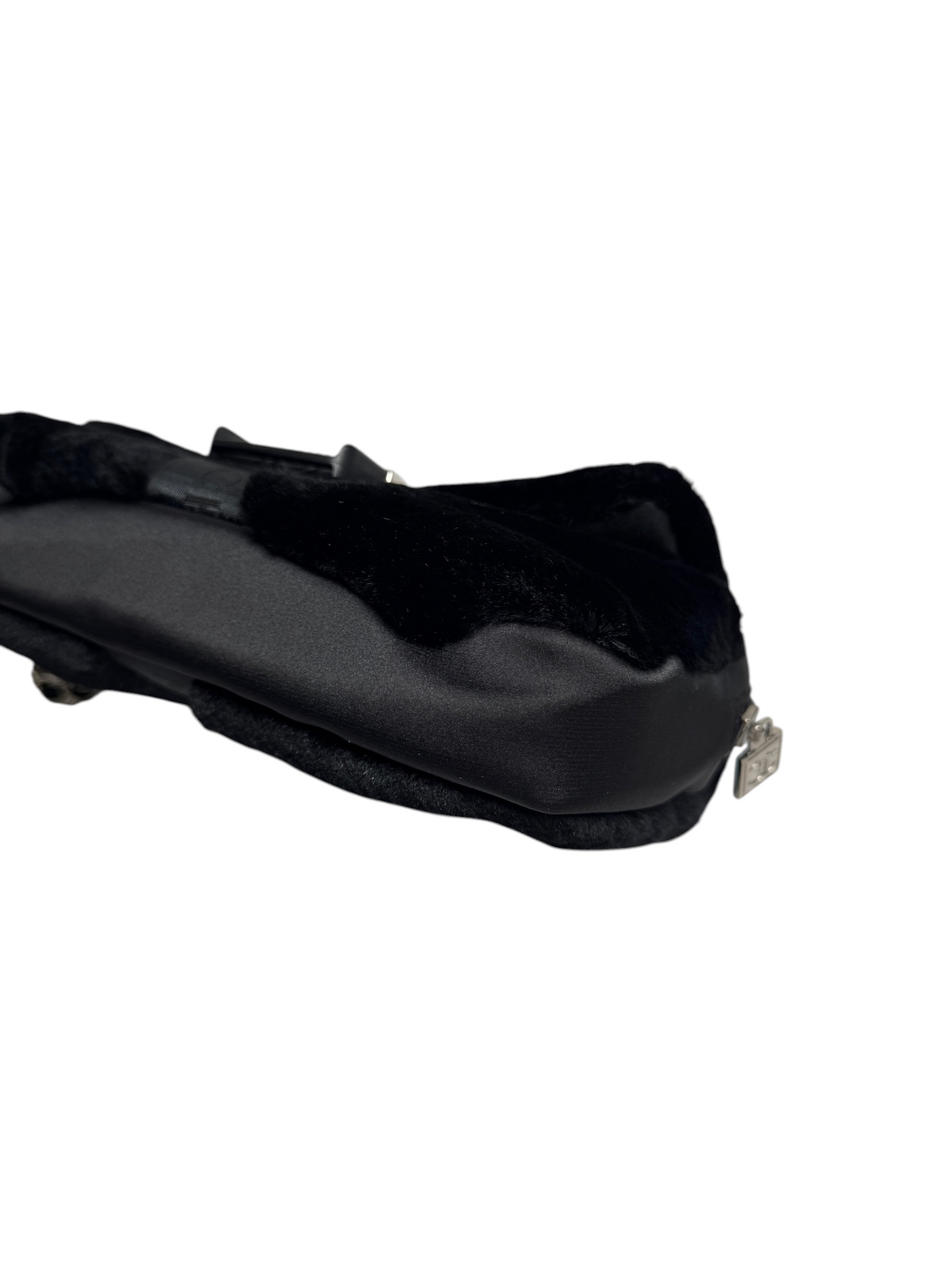 Chanel Black Rabbit Fur Sport Flap T8773