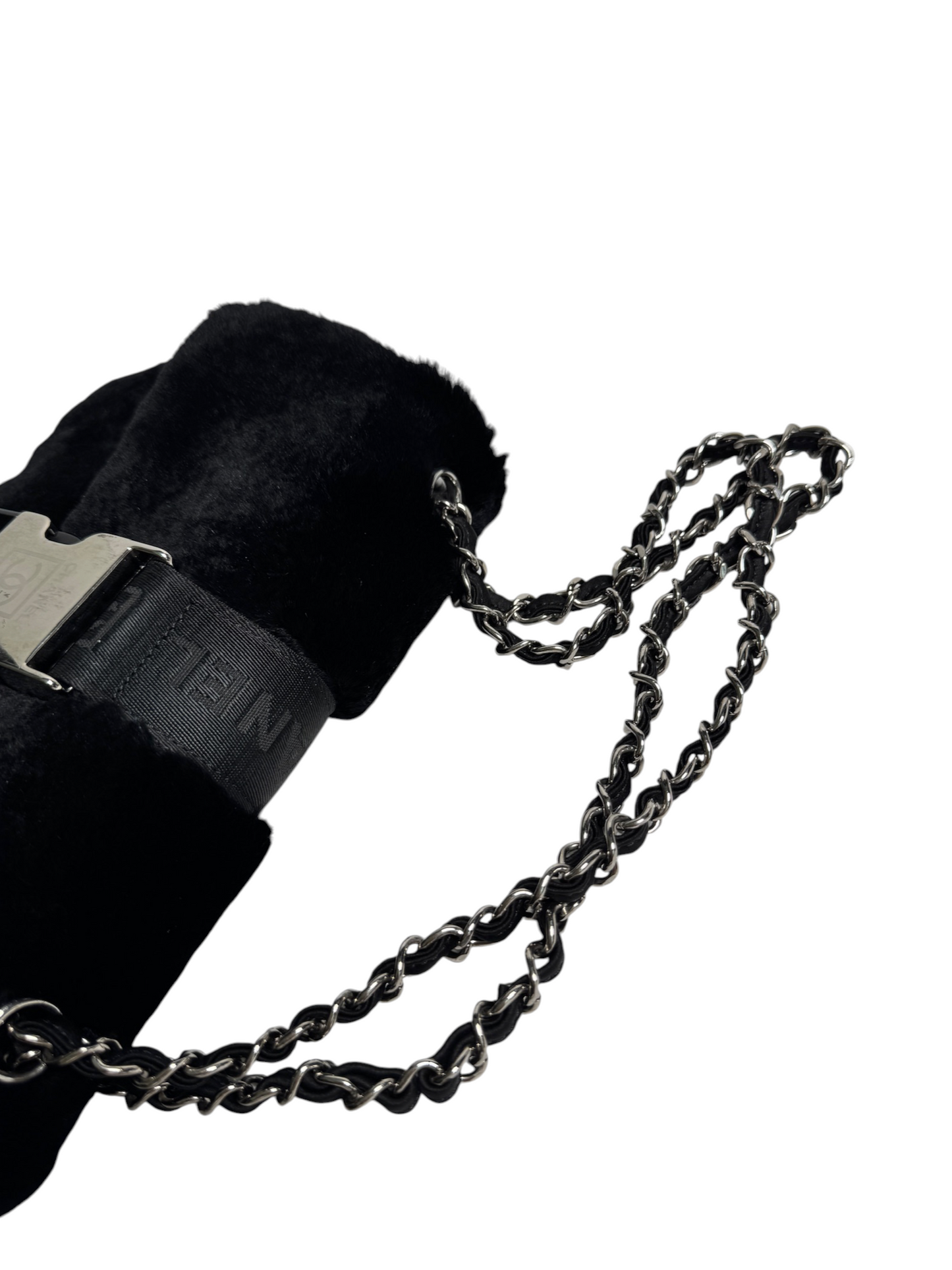 Chanel Black Rabbit Fur Sport Flap T8773
