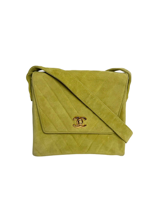 Chanel Vintage Green Suede Crossbody