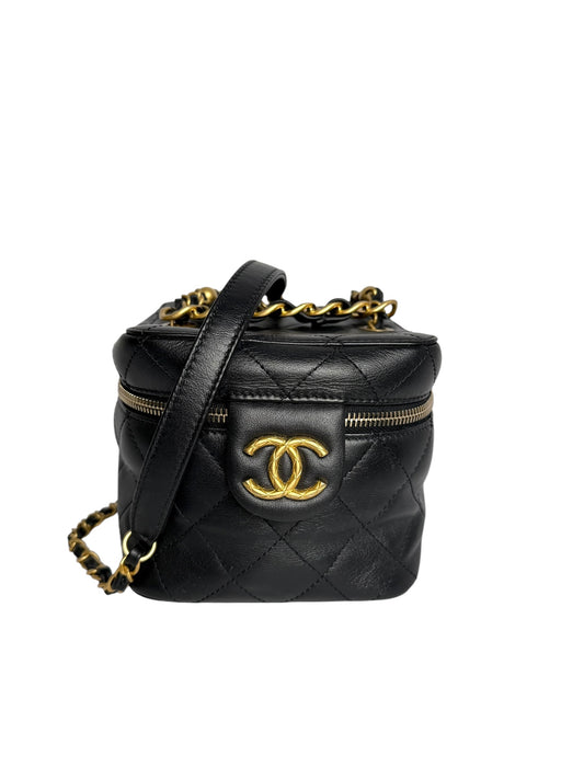 Chanel Black Chain Bar Vanity Case