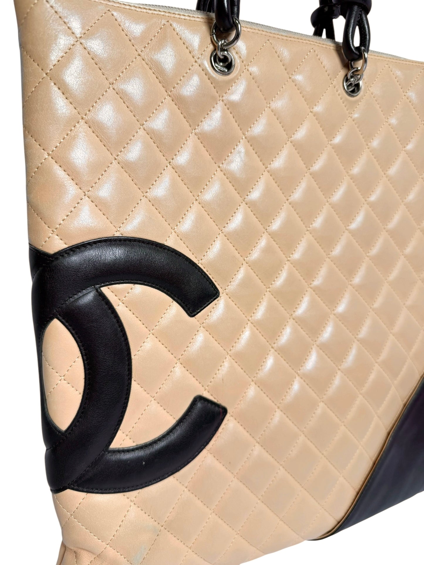 Chanel Quilted Beige Cambon Flat Tote