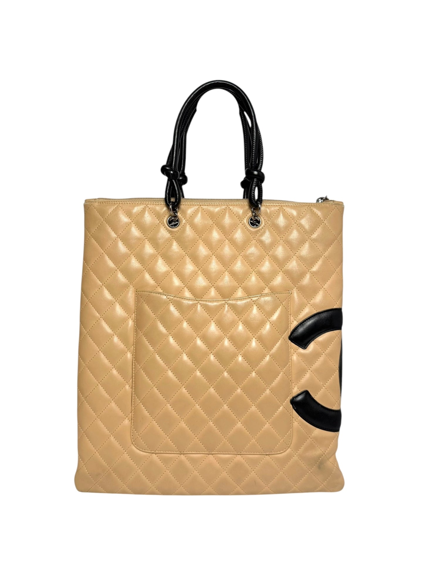 Chanel Quilted Beige Cambon Flat Tote