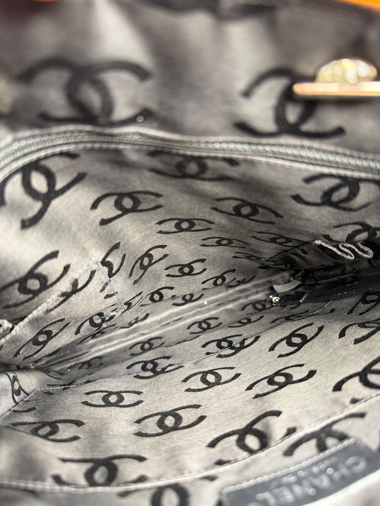 Chanel Quilted Beige Cambon Flat Tote