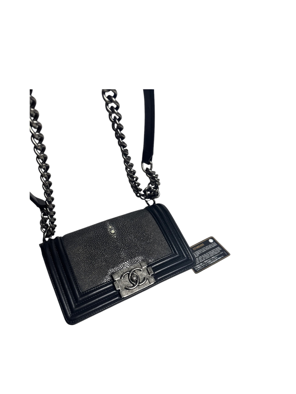 Chanel Small Black Stingray Boy Bag T8885