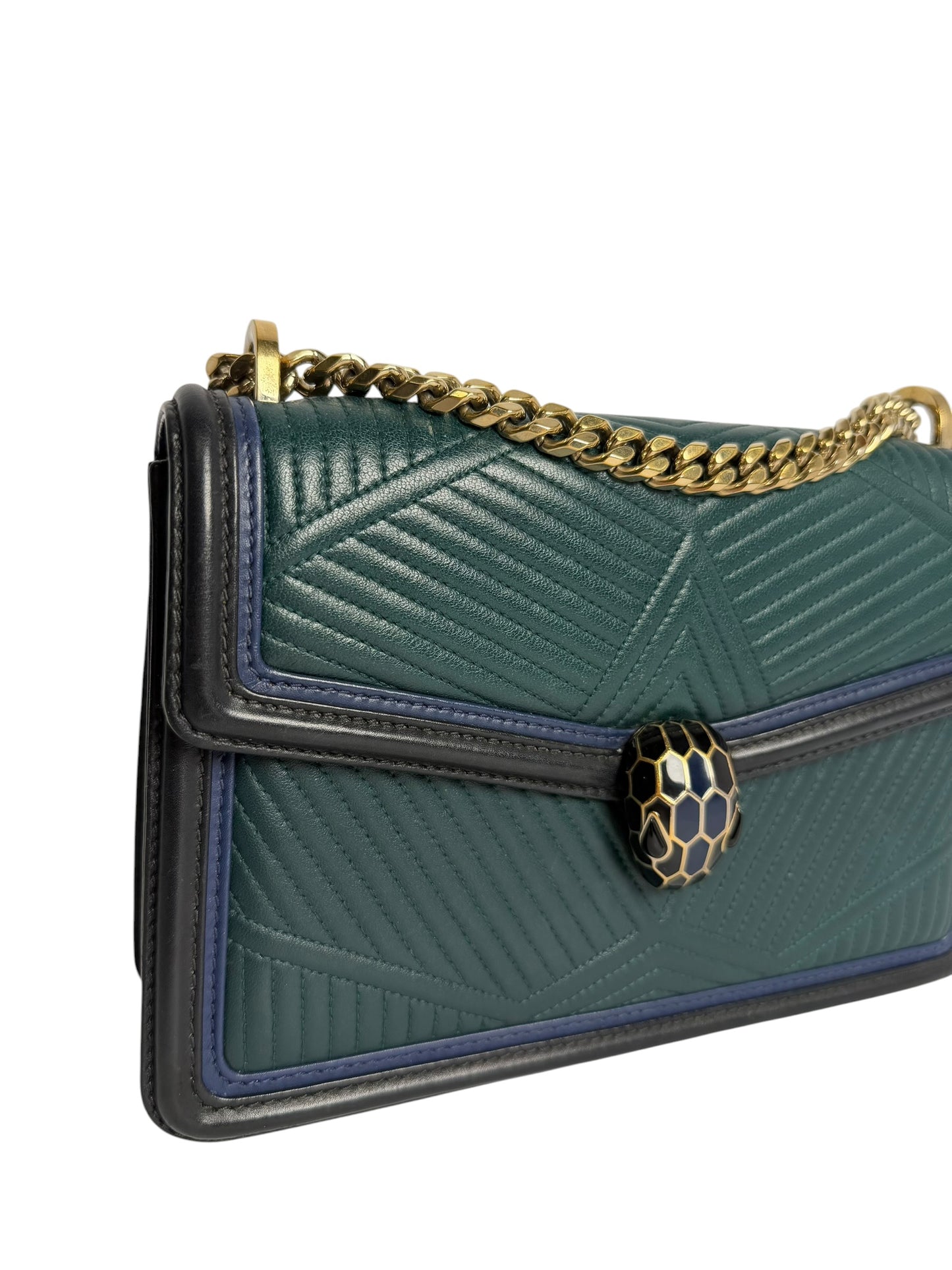 Bvlgari Green Quilted Serpenti Forever Handbag