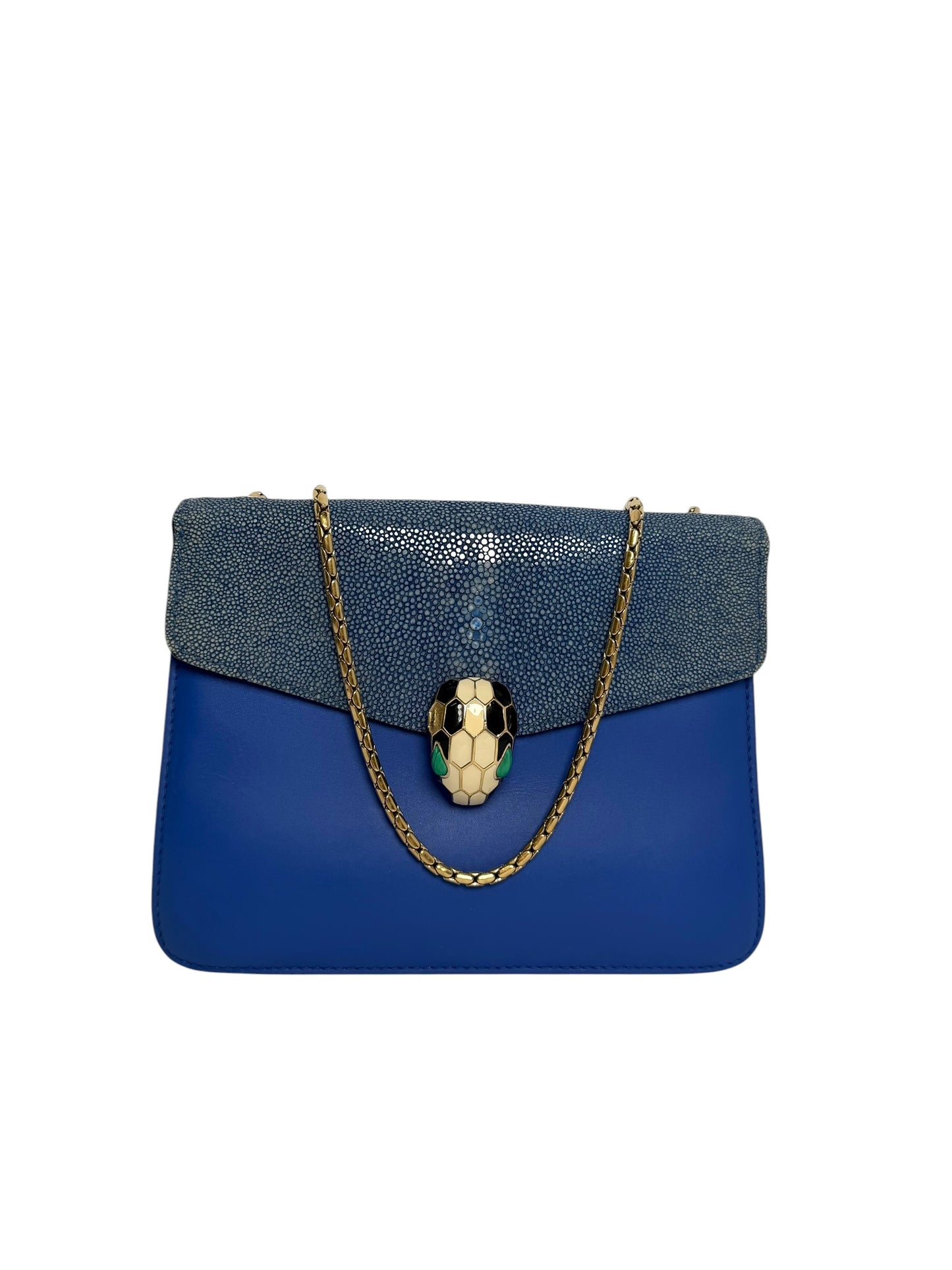 Bvlgari Blue Stingray and Calfskin Serpenti Forever Crossbody