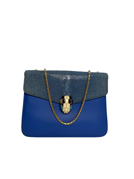Bvlgari Blue Stingray and Calfskin Serpenti Forever Crossbody