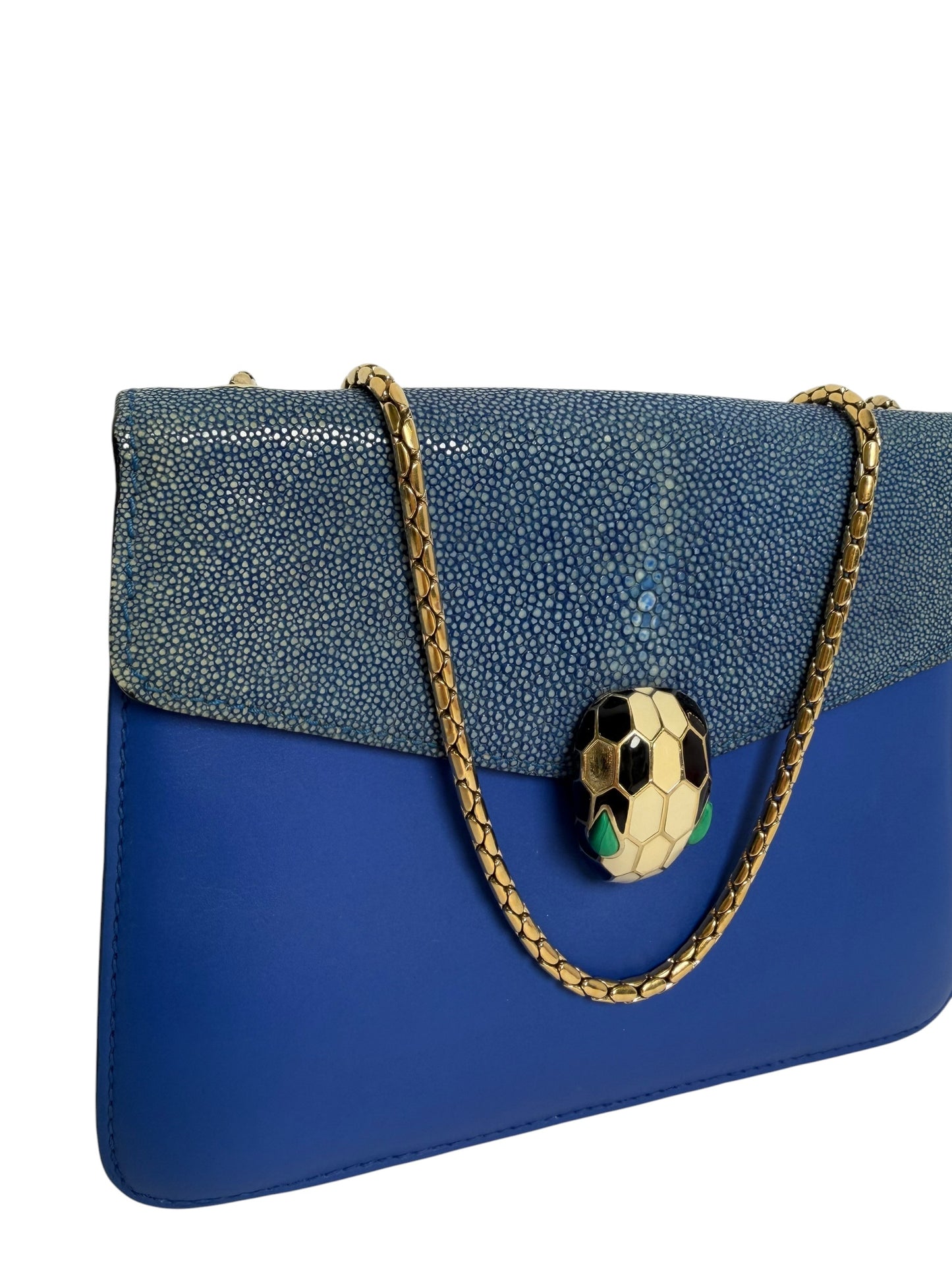 Bvlgari Blue Stingray and Calfskin Serpenti Forever Crossbody
