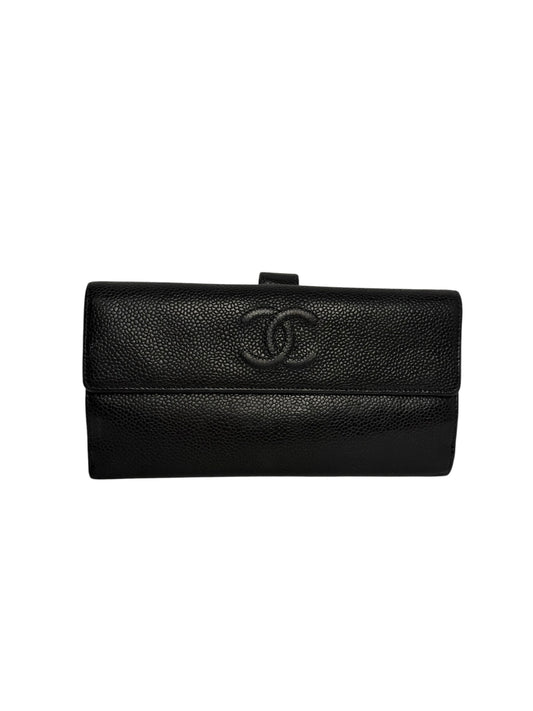 Chanel Timeless Black Caviar Flap Wallet
