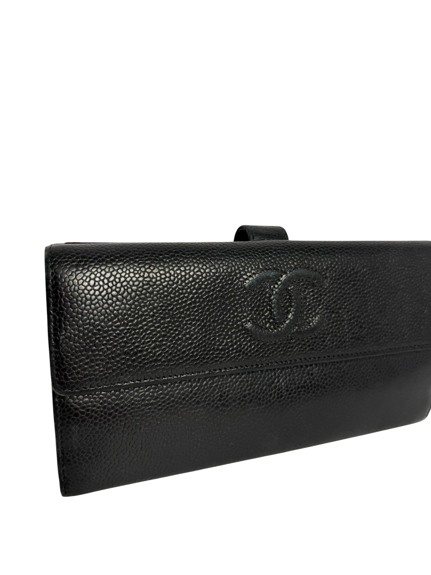 Chanel Timeless Black Caviar Flap Wallet