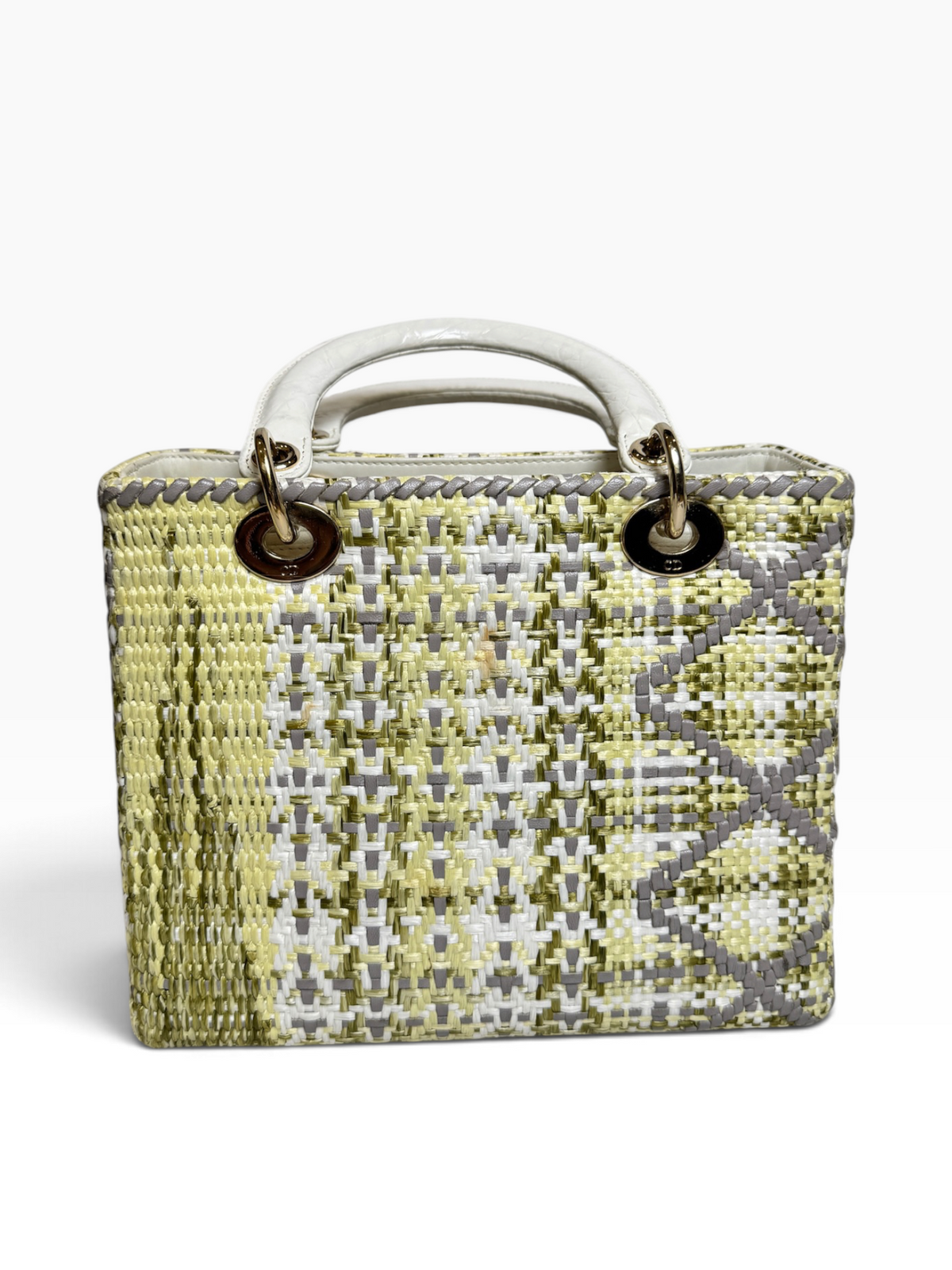 Dior Yellow Raffia Cannage Medium Lady Dior T8887