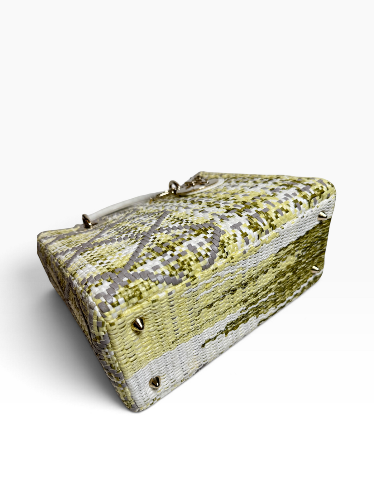 Dior Yellow Raffia Cannage Medium Lady Dior T8887
