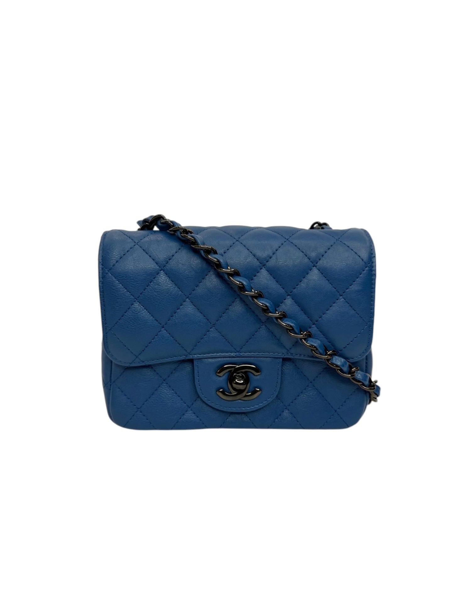 Chanel Blue Calfskin Square Mini So Black Hardware T8519