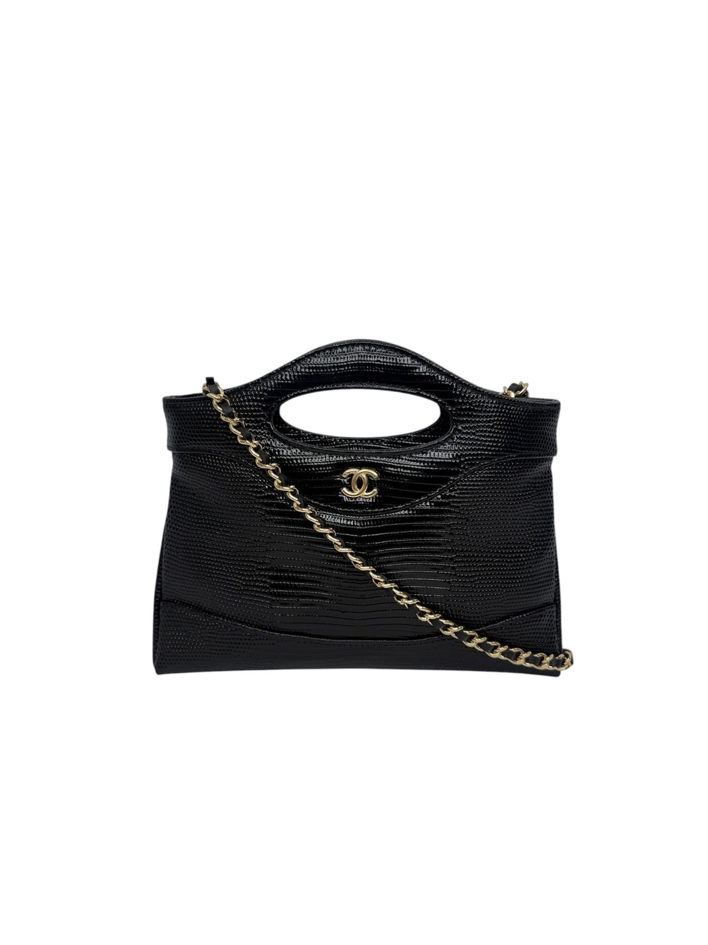 Chanel Nano 31 Black Lizard Embossed T8417