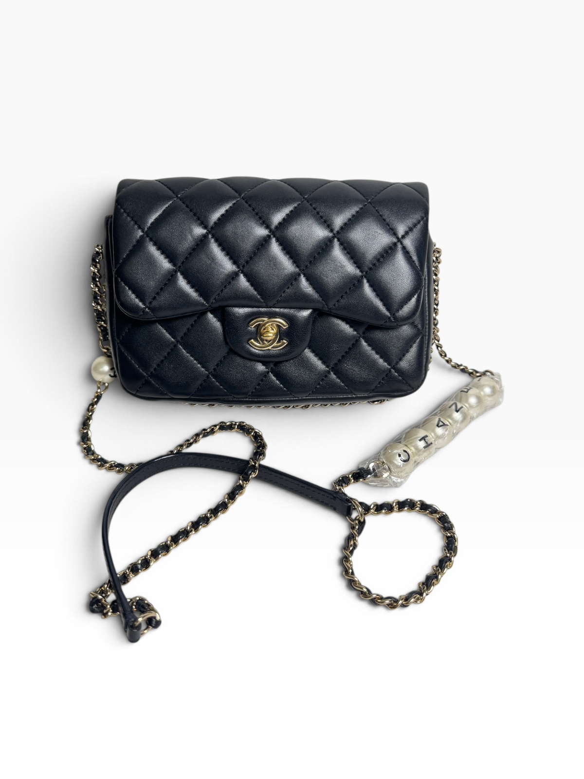 Chanel Black Quilted Leather My Precious Pearl Flap Bag T8890