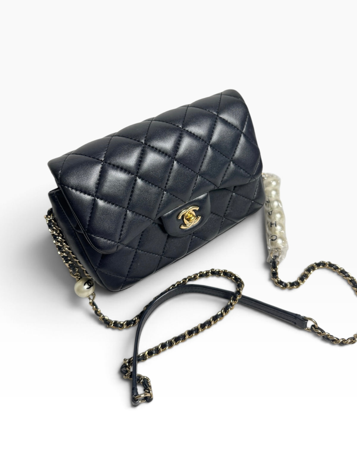 Chanel Black Quilted Leather My Precious Pearl Flap Bag T8890